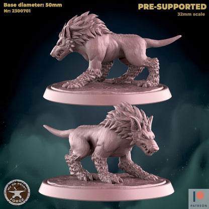 Hell Hound - 2 Poses - Unpainted Miniatures