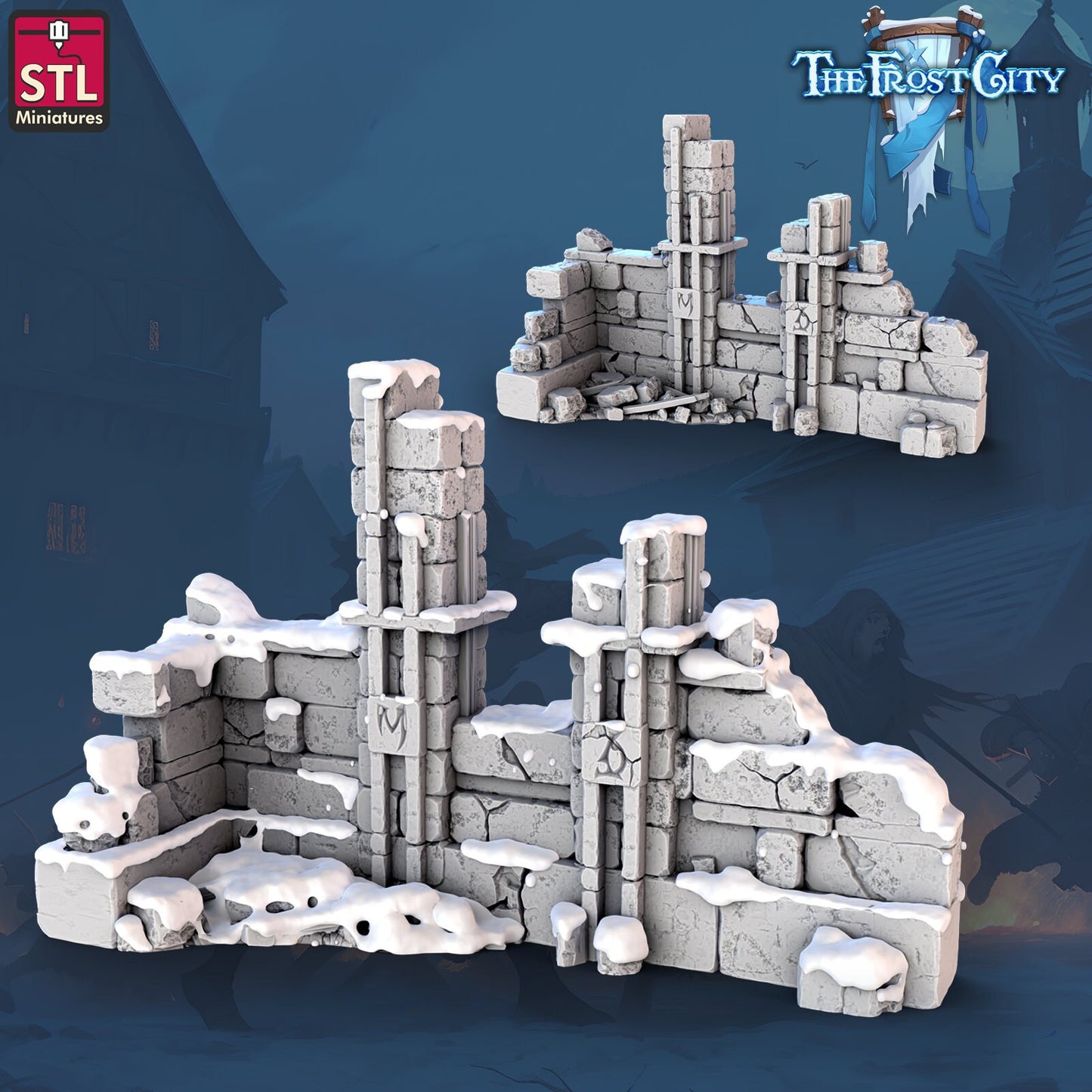 Ruined Wall Set - 7 Pieces - Unpainted Miniature