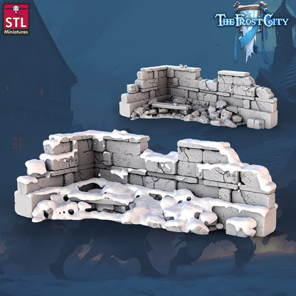 Ruined Wall Set - 7 Pieces - Unpainted Miniature