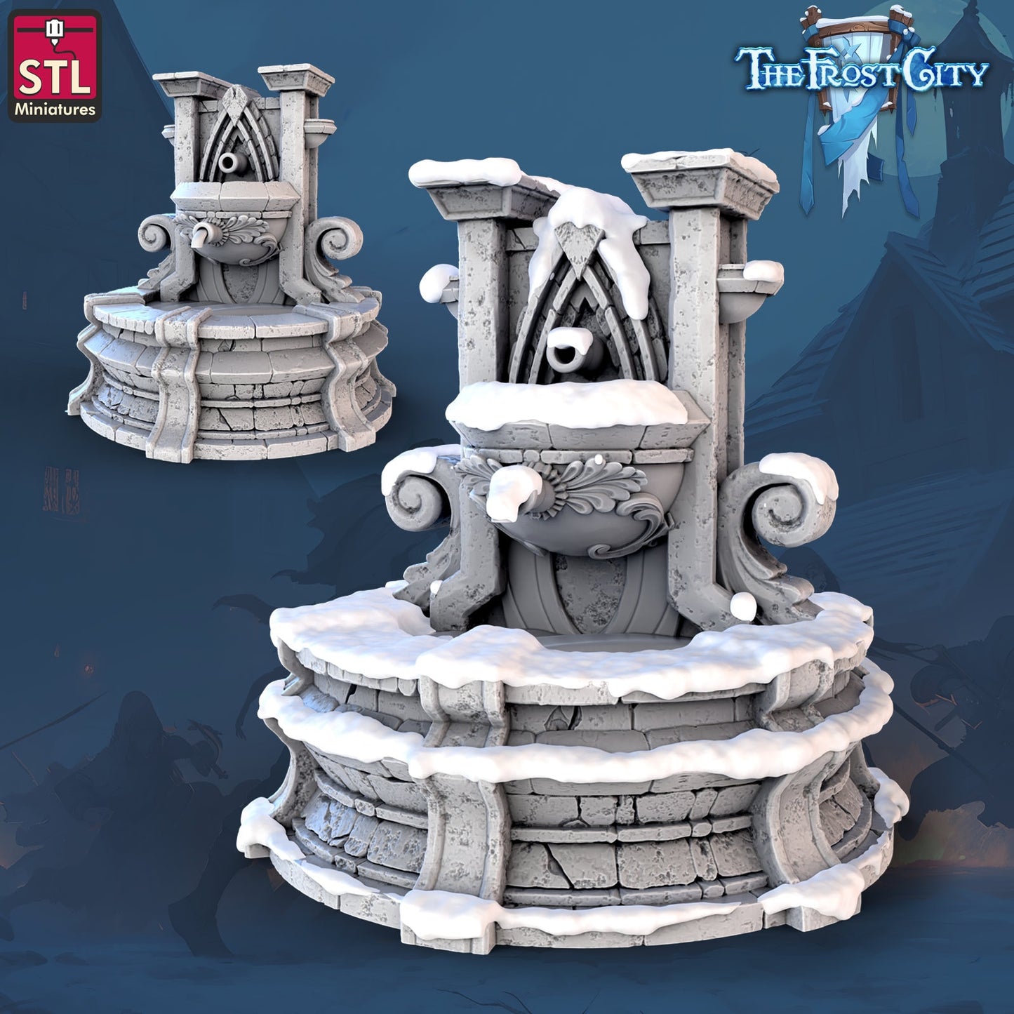 Snowy Fountain - Unpainted Miniature