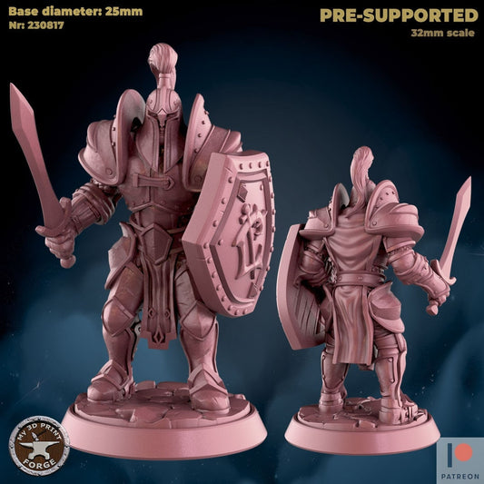 Male Footman with Sword & Shield - 2 Poses - Unpainted Miniature