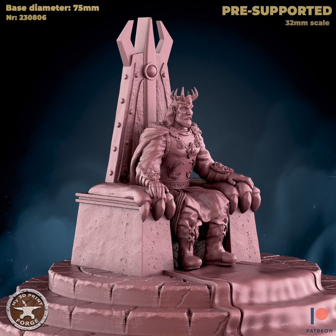 Human King on Throne - Unpainted Miniature