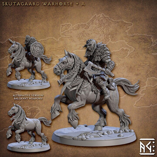 Skutagaard Warhorse - Pose A - Skutagaard Northmen - Unpainted Miniature