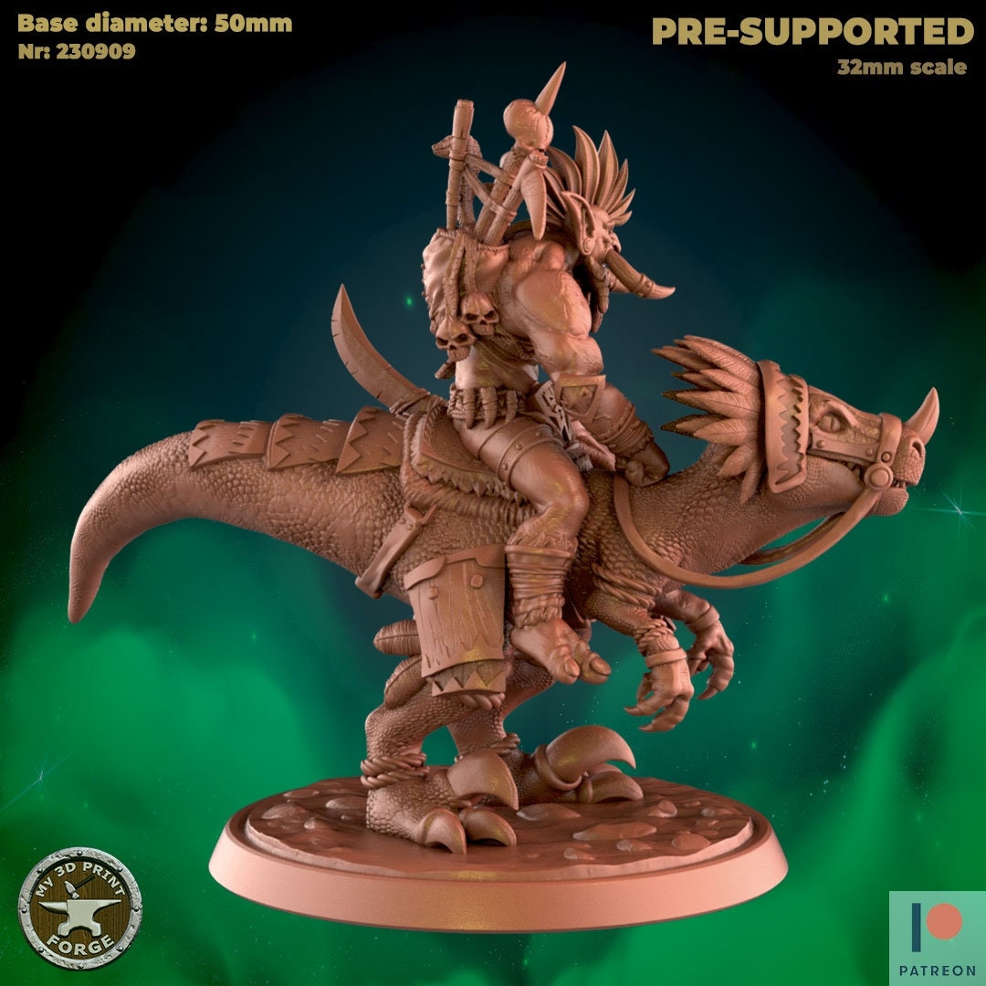 Troll Raptor Rider - Unpainted Miniature