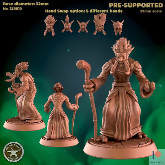 Male Troll Mage - 2 Poses - Unpainted Miniature