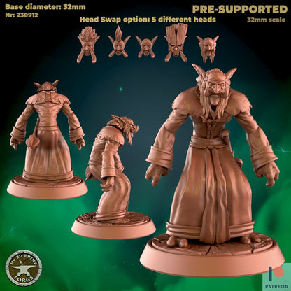 Male Troll Priest - 2 Poses - Unpainted Miniature