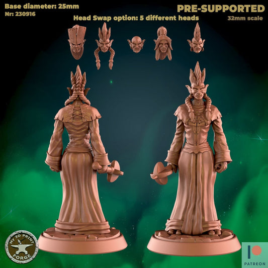 Female Troll Priest - 2 Poses - Unpainted Miniature