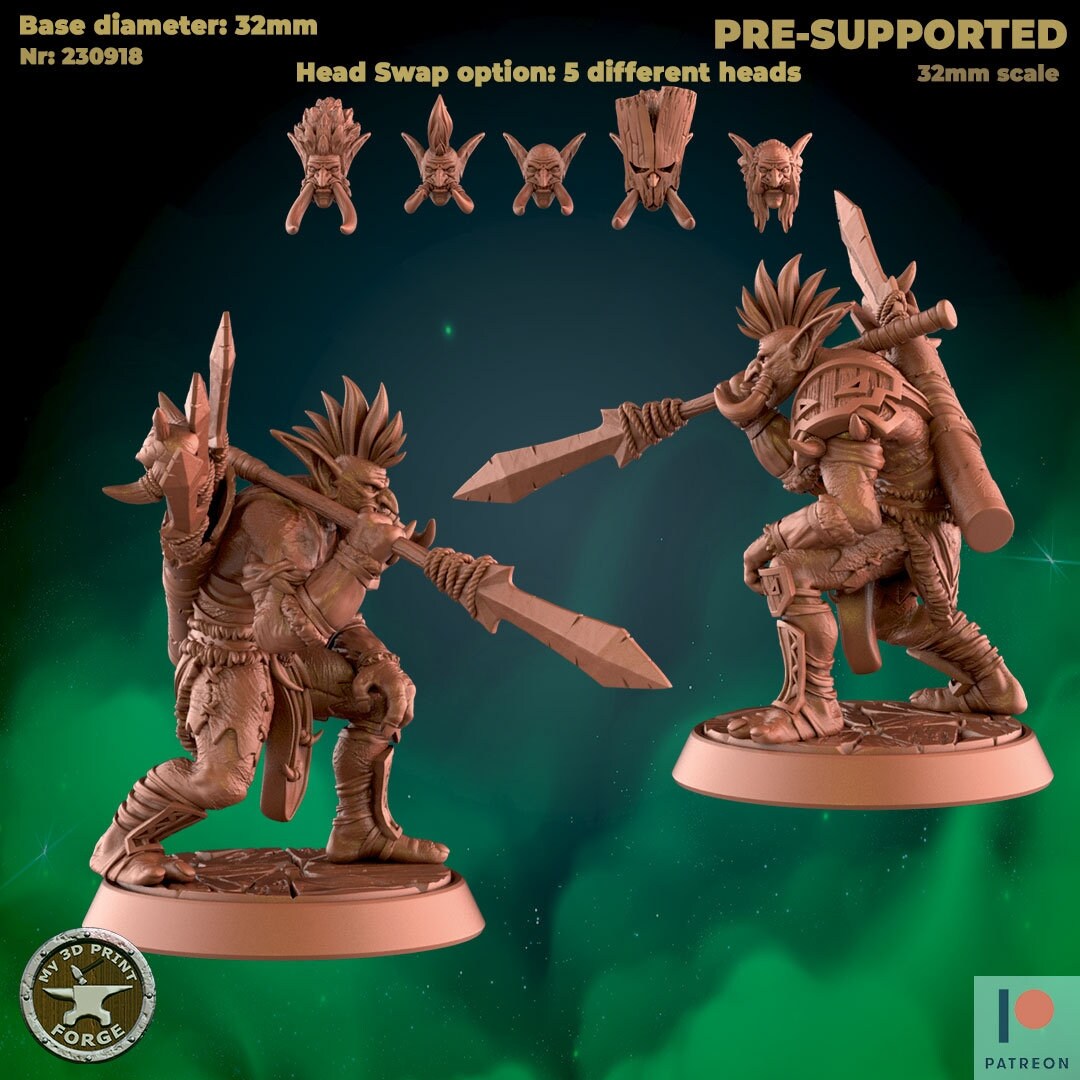 Male Troll Headhunter - 3 Poses - Unpainted Miniature