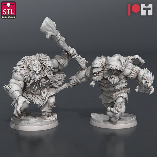 Snow Trolls - Two-Headed Trolls - Unpainted Miniature