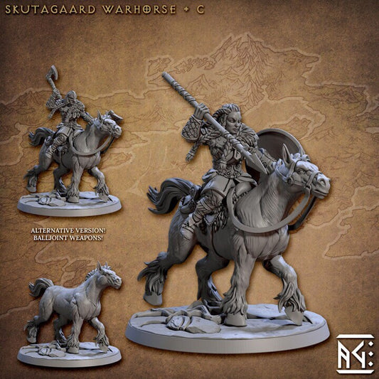 Skutagaard Warhorse - Pose C - Skutagaard Northmen - Unpainted Miniature