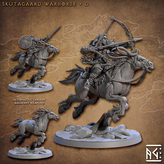 Skutagaard Warhorse - Pose D - Skutagaard Northmen - Unpainted Miniature