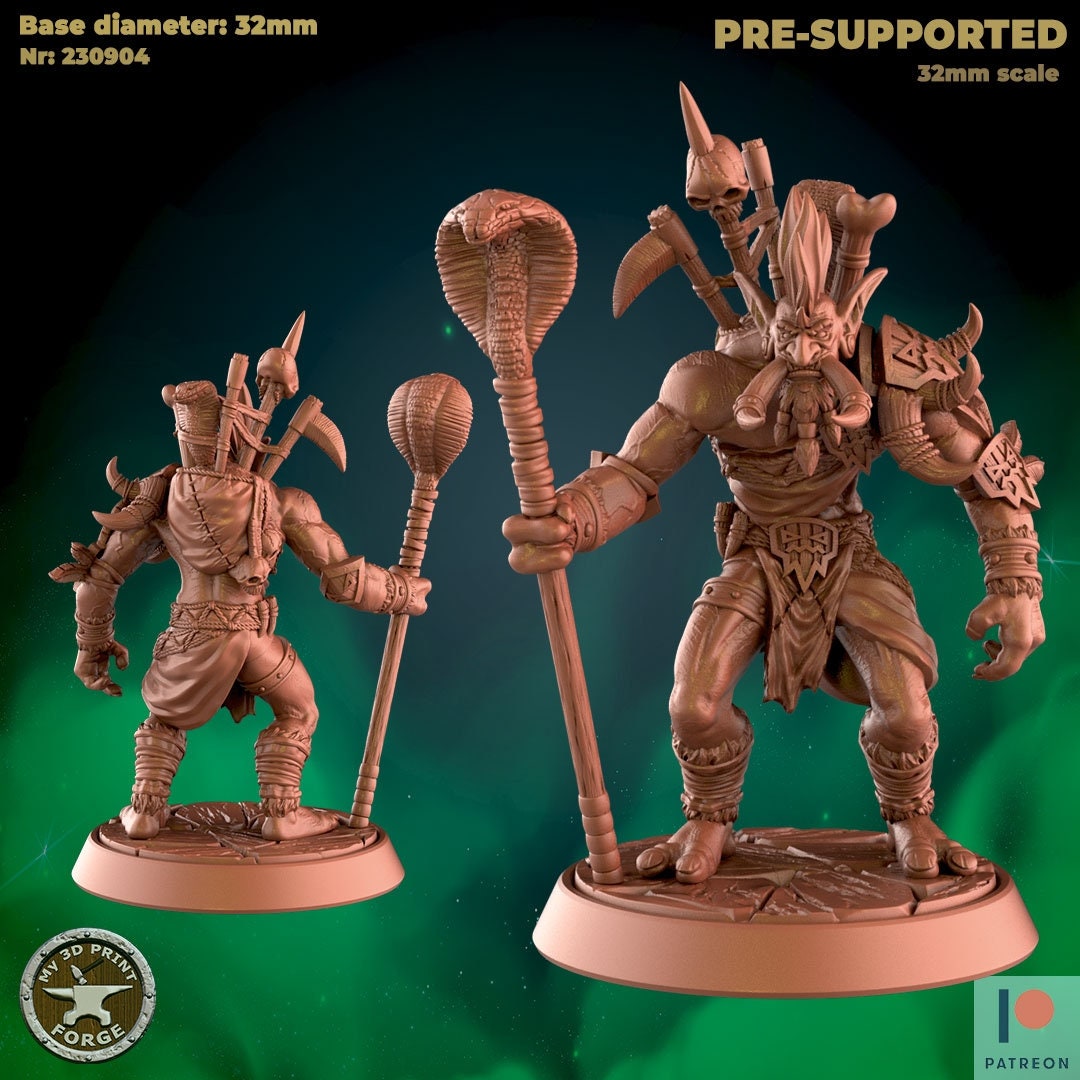 Troll Chieftain with Staff - Unpainted Miniature