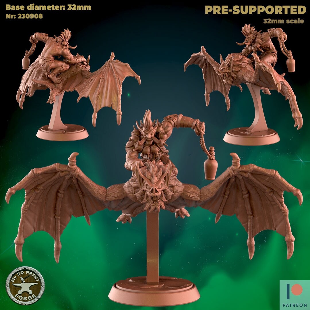 Troll Bat Rider - Unpainted Miniature