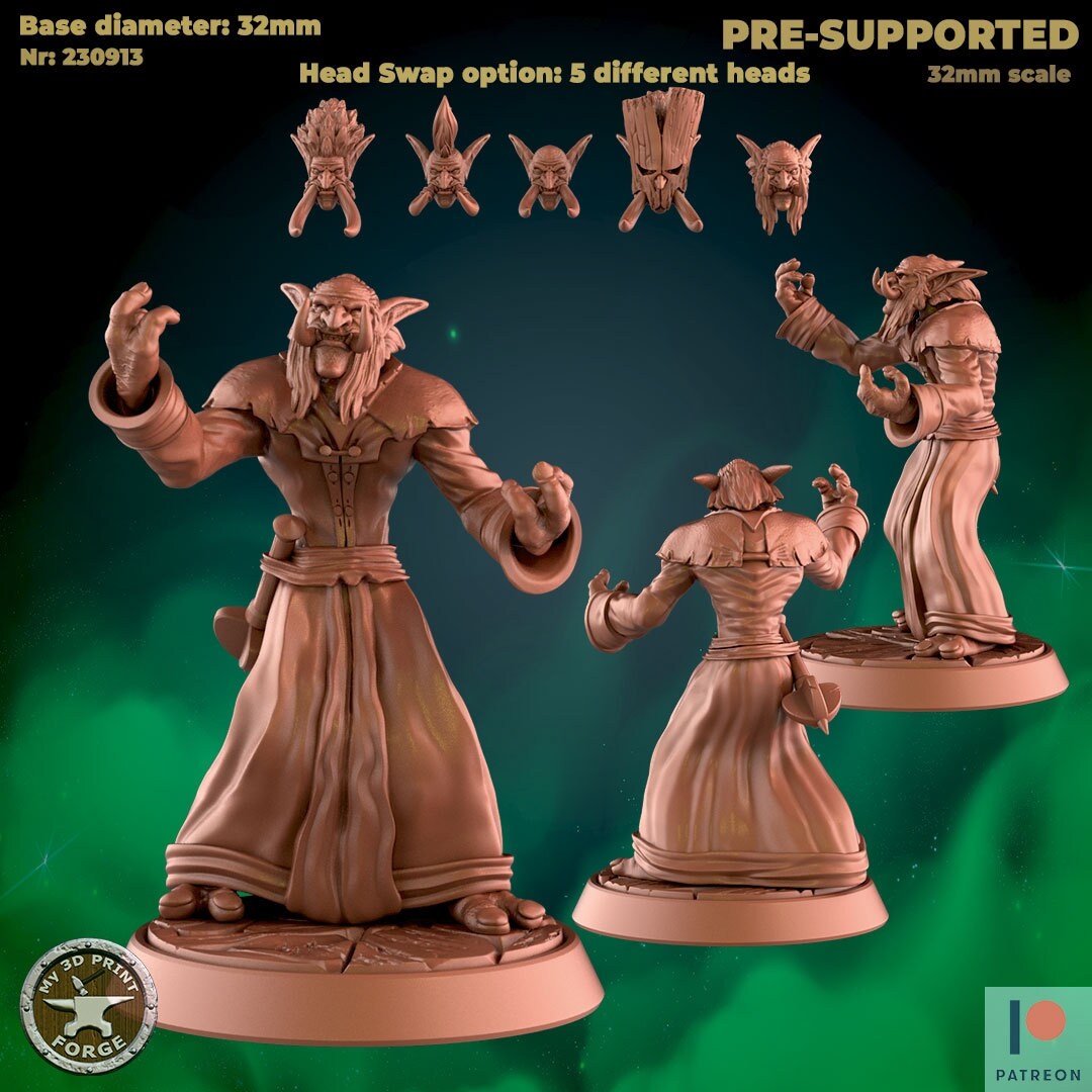 Male Troll Priest - 2 Poses - Unpainted Miniature