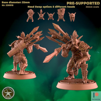 Male Troll Headhunter - 3 Poses - Unpainted Miniature