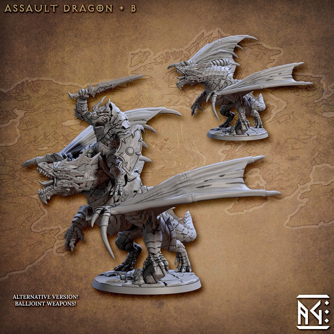 Assault Dragon - Pose B - Draconian Scourge - Unpainted Miniature