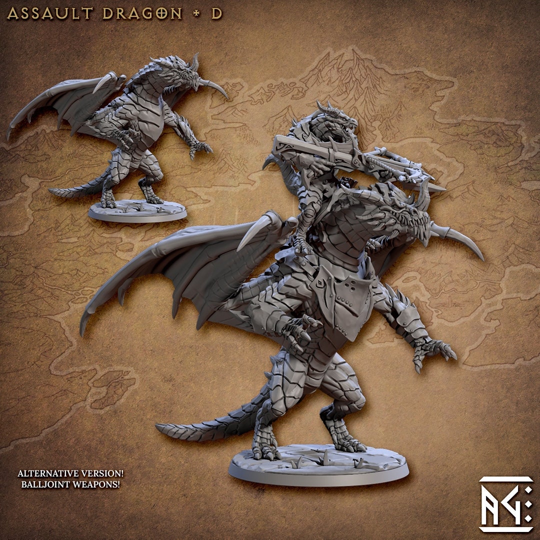 Assault Dragon - Pose D - Draconian Scourge - Unpainted Miniature