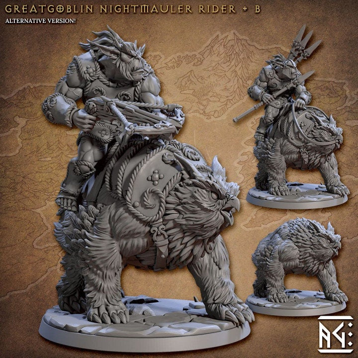 Greatgoblin Nightmauler Rider - Pose B - Unpainted Miniature