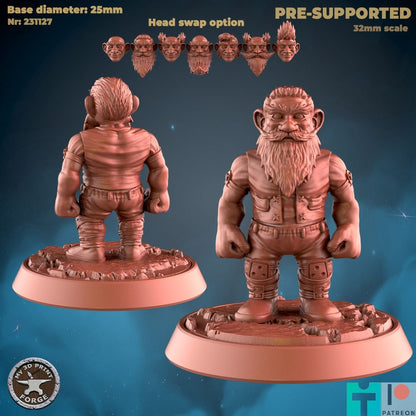 Male Gnome Warrior - 3 Poses - Unpainted Miniature