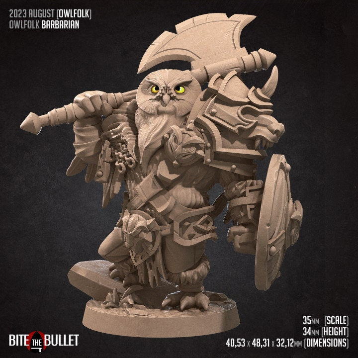 Owlfolk Barbarian - Unpainted Miniature