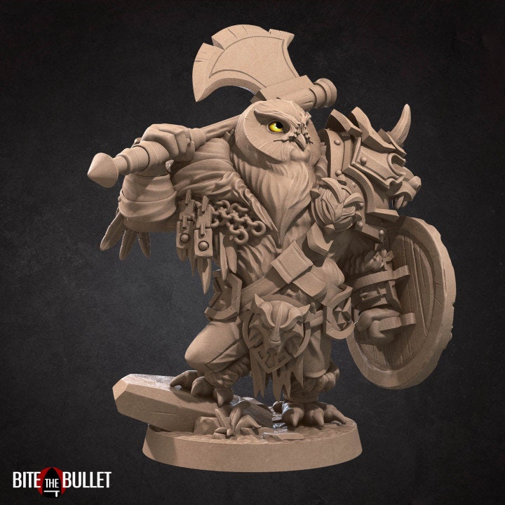 Owlfolk Barbarian - Unpainted Miniature