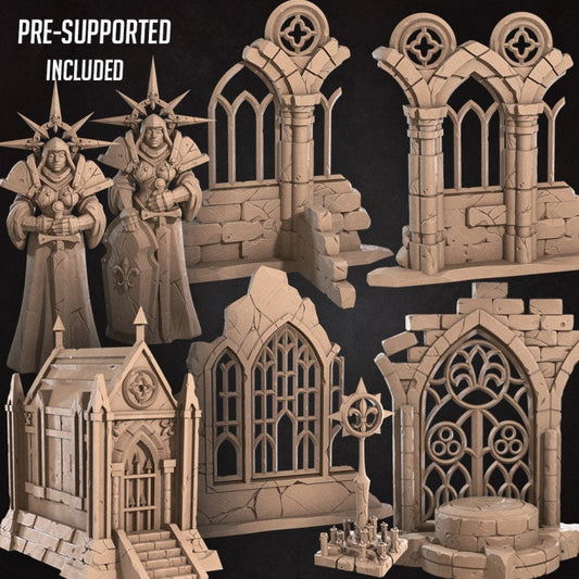 Temple Terrain - War Sisters Set - Unpainted Miniature