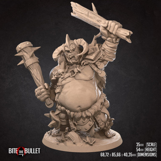 Guliak, the Halfling Smasher - Ogre Miniature - Unpainted Miniature