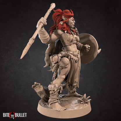 Kisha, the Amazon Half-Orc - Unpainted Miniature