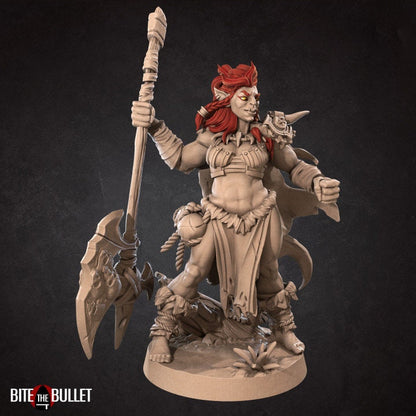 Kisha, the Amazon Half-Orc - Unpainted Miniature