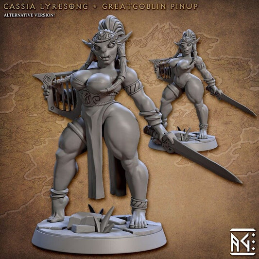 Cassia Lyresong - Greatgoblin - Pinup - Unpainted Miniature