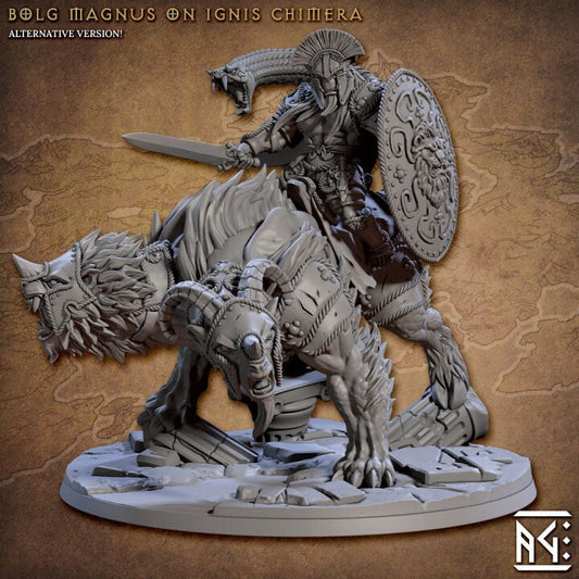 Bolg on Chimera - Bronzeclad Greatgoblin - Unpainted Miniature