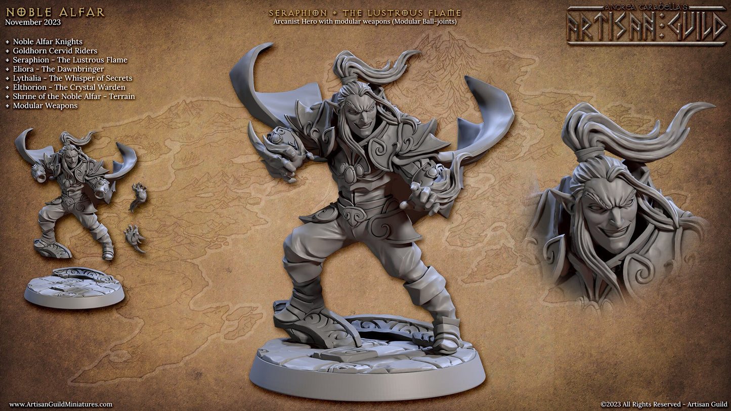 Seraphion the Lustrous Flame - Noble Alfar Set - Unpainted Miniature