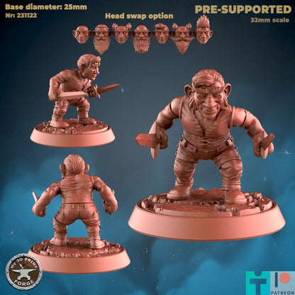 Male Gnome Rogue - 3 Poses - Unpainted Miniature