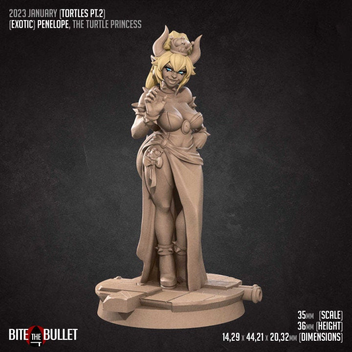 Penelope, the Turtle Princess - Pinup - Unpainted Miniature