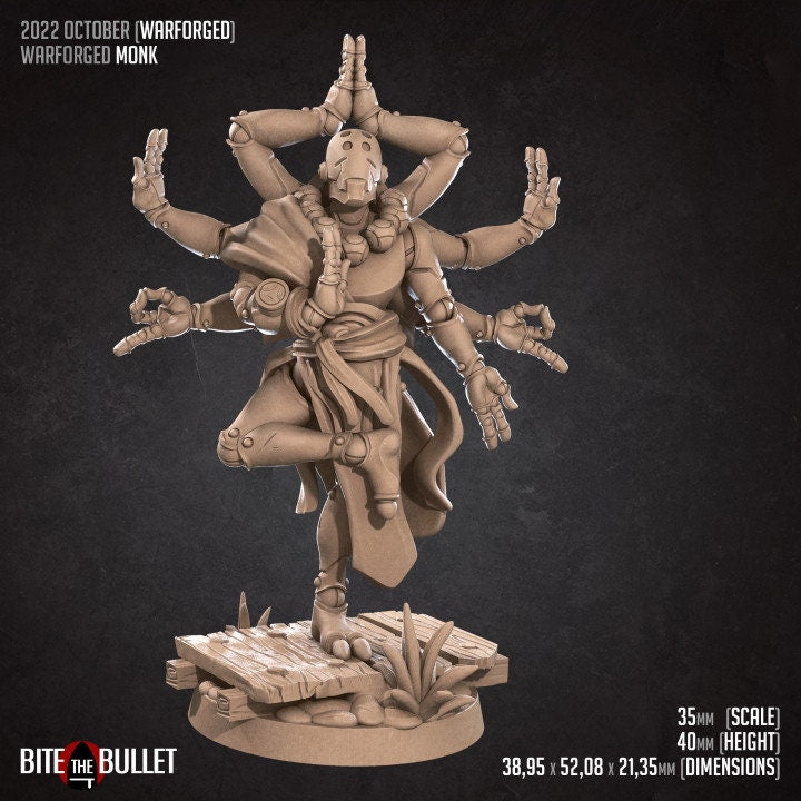 Warforged Monk - 2 Poses - Unpainted Miniature