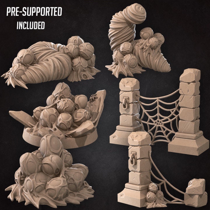 Webbed Terrain - Arachnophobia Set - Unpainted Miniature