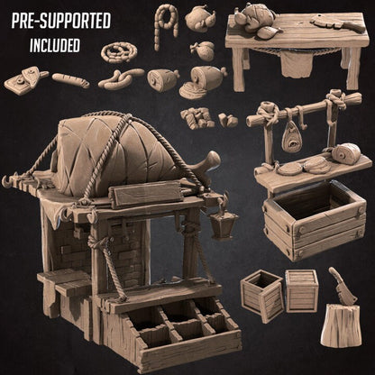 Butcher Stall - Terrain Set - Unpainted Miniature