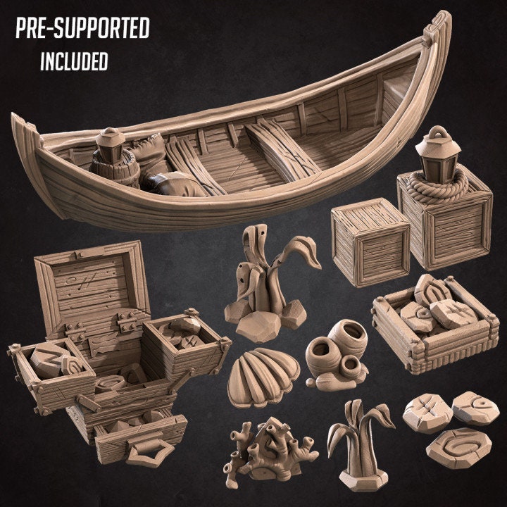 Rowboat Set - Unpainted Miniature