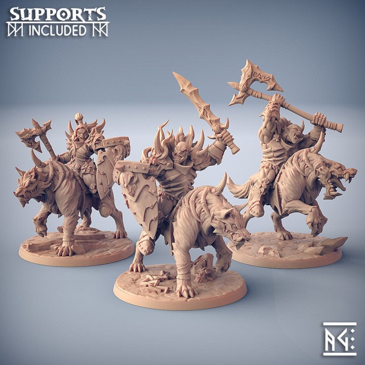 Frostmetal Clan - Worg Riders - Unpainted Miniature