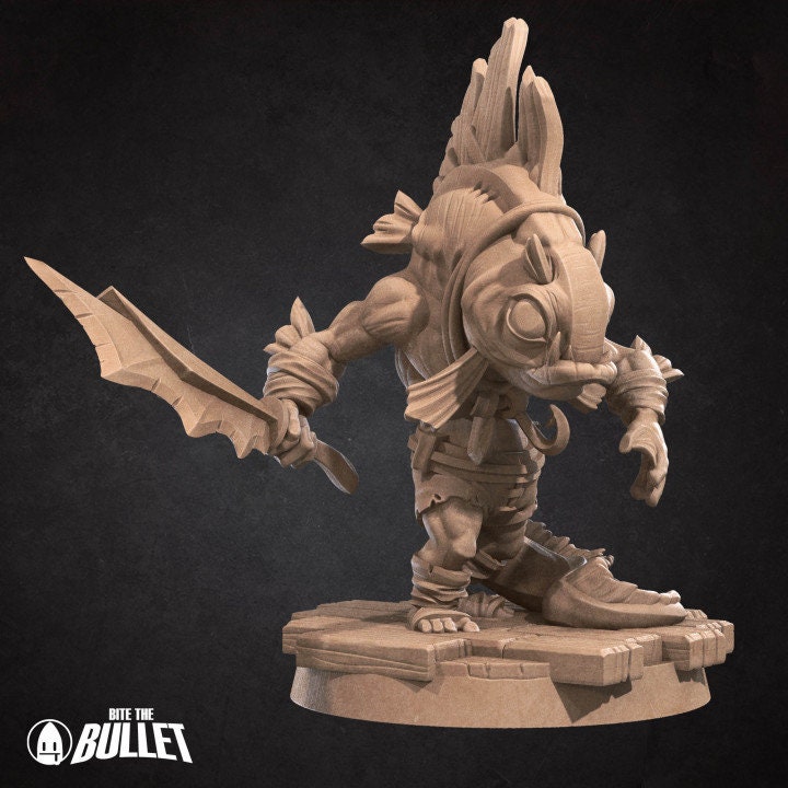 Locathah Bandit with Sword - Unpainted Miniature