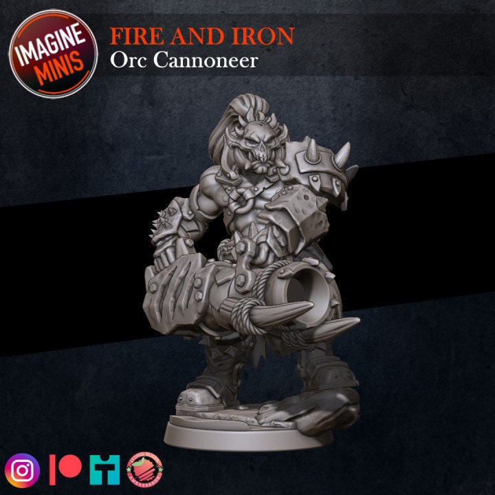 Orc Cannoneer - Fire & Iron Set - Unpainted Miniature