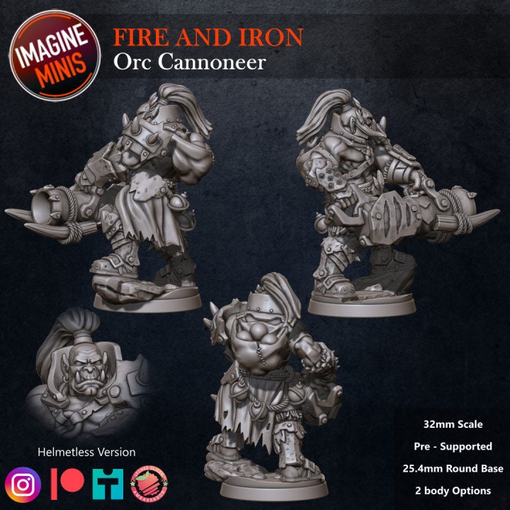 Orc Cannoneer - Fire & Iron Set - Unpainted Miniature