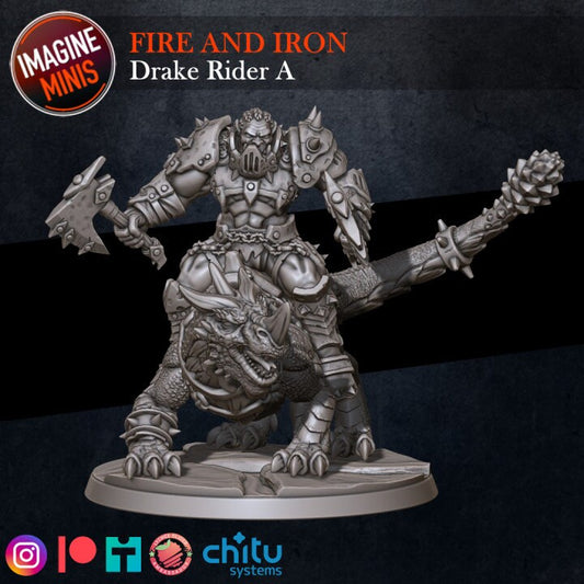 Orc Drake Rider - Pose A - Fire & Iron Set - Unpainted Miniature