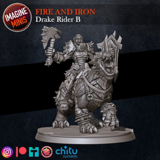 Orc Drake Rider - Pose B - Fire & Iron Set - Unpainted Miniature