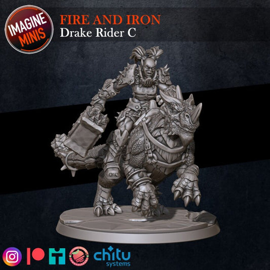 Orc Drake Rider - Pose C - Fire & Iron Set - Unpainted Miniature