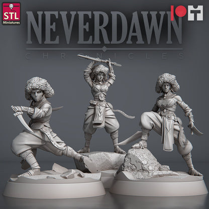 Sand Maidens - Red Sands - Neverdawn Chronicles - Unpainted Miniature