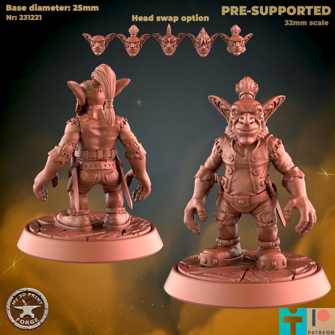 Goblin Rogue - 2 Poses - Unpainted Miniature