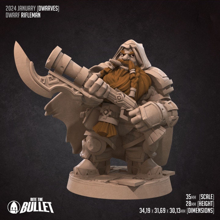 Dwarf Rifleman - Unpainted Miniature