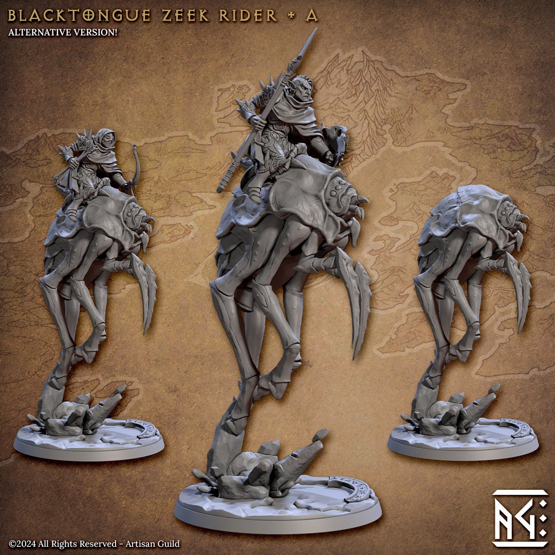 Blacktongue Zeek Rider - Pose A - Black Tongue Assassins Set - Unpainted Miniature