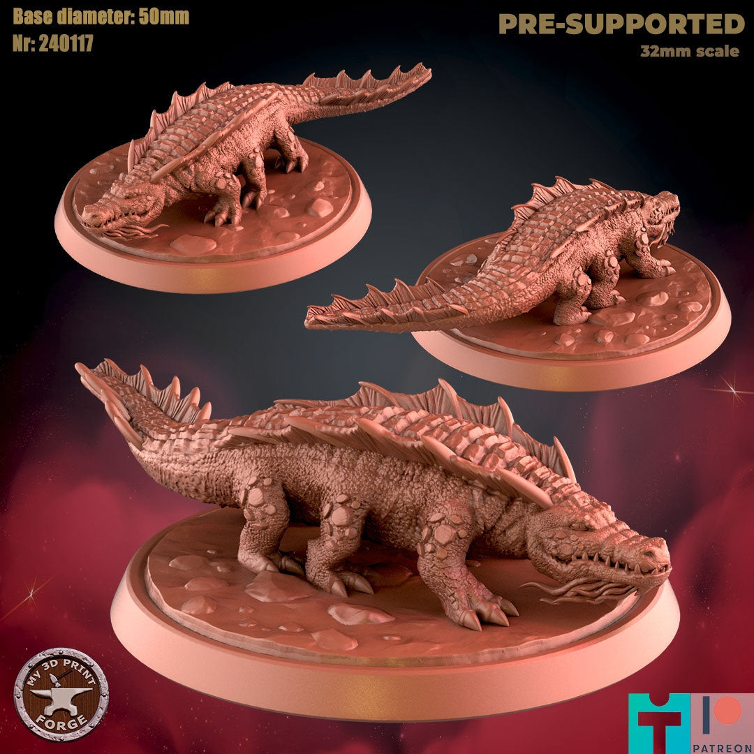 Crocodiles - 2 Poses - Unpainted Miniature